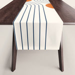 Mid Century Modern Geometric 88 in Navy Blue and Orange (Rainbow and Sun Abstraction) Table Runner Gallery Image 1