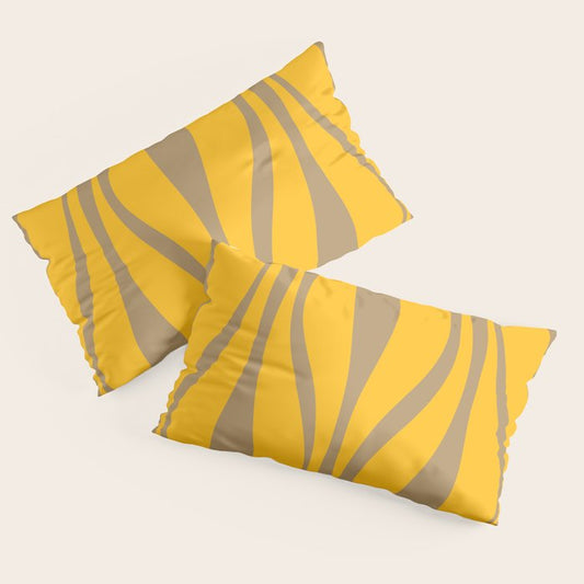 Mid Century Modern Abstract Lounge Pattern in Yellow Orange and Coffee Brown Pillow Sham Gallery Image 2