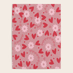 Hearts and Flowers on Tea Rose Pink Poster Gallery Image 1