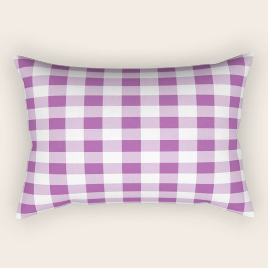 Gingham Large Lavender Amethyst White Rectangular Pillow Gallery Image 1