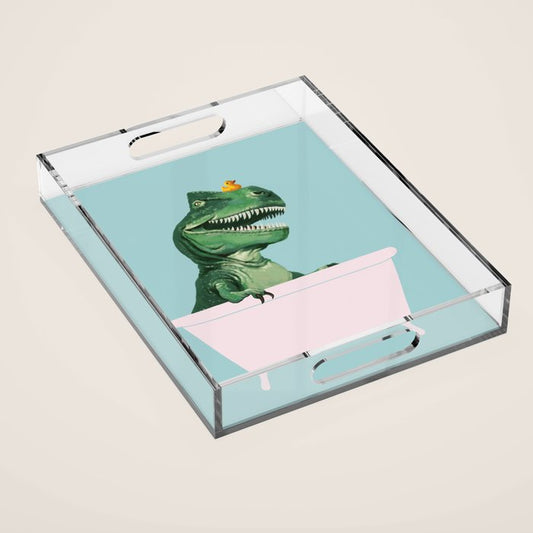 Playful T-Rex in Bathtub in Green Acrylic Tray Gallery Image 1