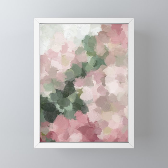 Blurry Bouquet - Forest Green Fuchsia Blush Dark Pink Abstract Flower Nature Painting Art Print Mini Art Print Gallery Image 4