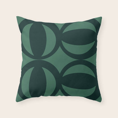 Retro Orbit Forest Green - Mid Century Modern Geometric Throw Pillow Gallery Image 1