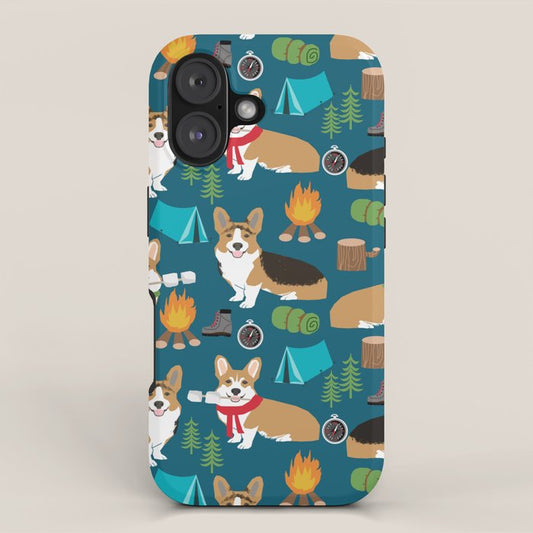 Corgi camping marshmallow roasting corgis outdoors nature dog lovers iPhone Case Gallery Image 1