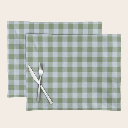 Gingham Plaid Pattern in Soft Sky and Sea Grass Tones Placemat Gallery Image 2