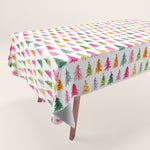 Colorful Vintage Bottlebrush Christmas Trees Tablecloth Gallery Image 1