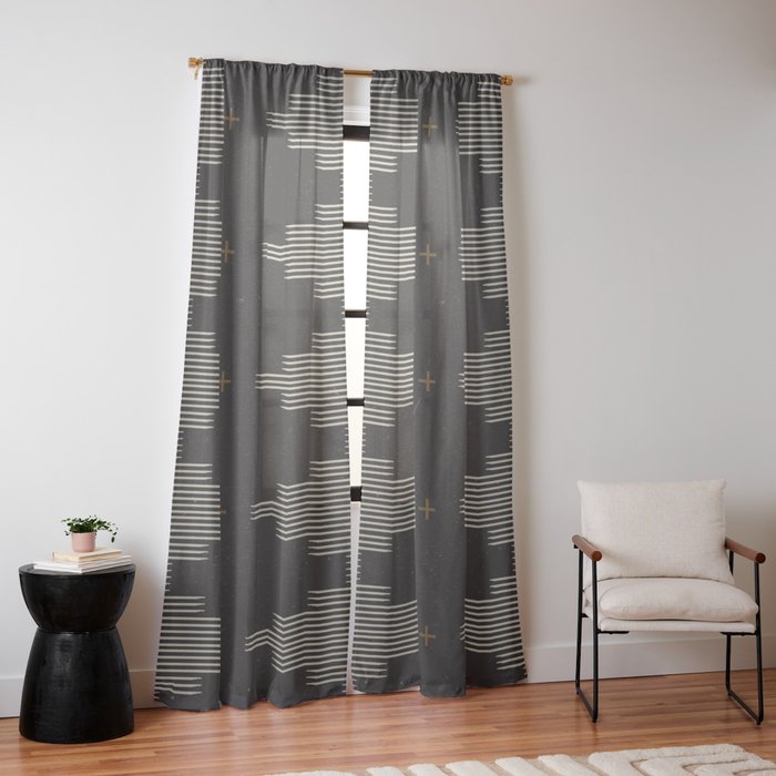 Southwestern Minimalist Black & White Window Curtain Gallery Image 14