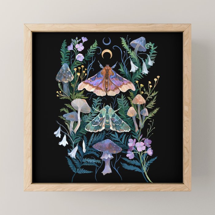 Sphinx Moth Moon Garden Mini Art Print Gallery Image 1
