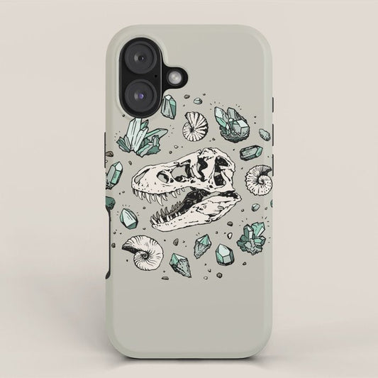 Geo-rex Vortex | Aquamarine | Dinosaur Skull Fossil Art iPhone Case Gallery Image 1