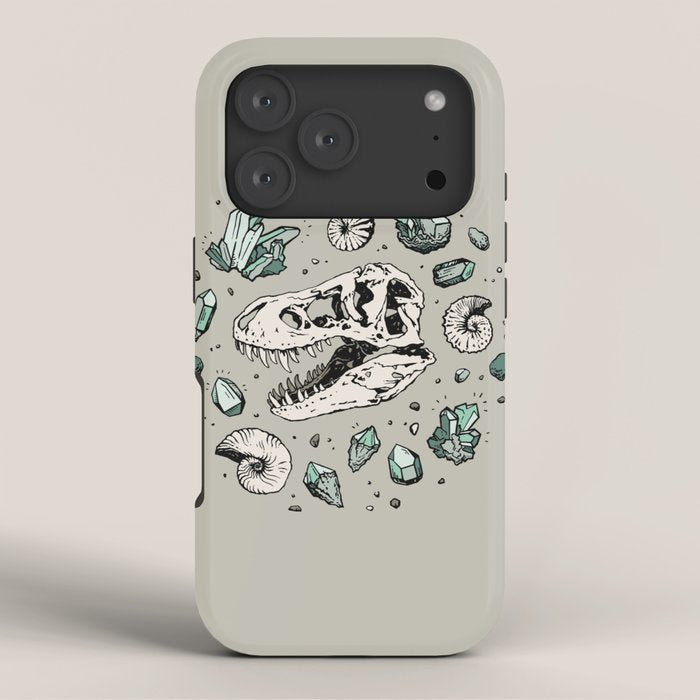 Geo-rex Vortex | Aquamarine | Dinosaur Skull Fossil Art iPhone Case Gallery Image 3