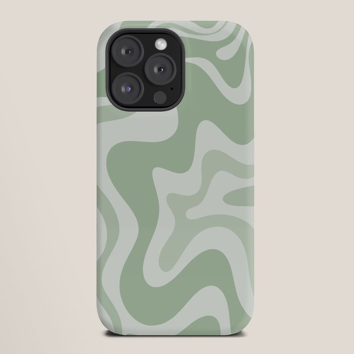 Retro Liquid Swirl Abstract Pattern Sage iPhone Case Gallery Image 20