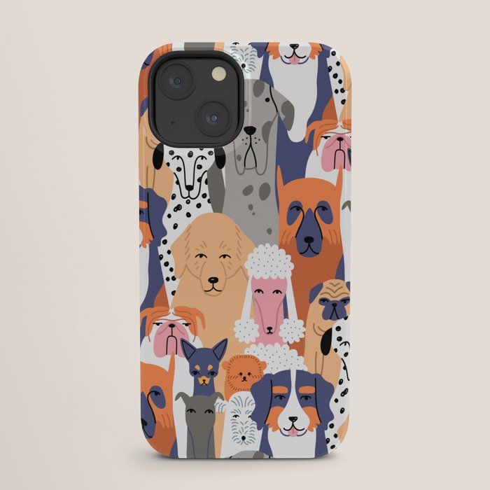 Funny diverse dog crowd character cartoon background iPhone Case Gallery Image 25