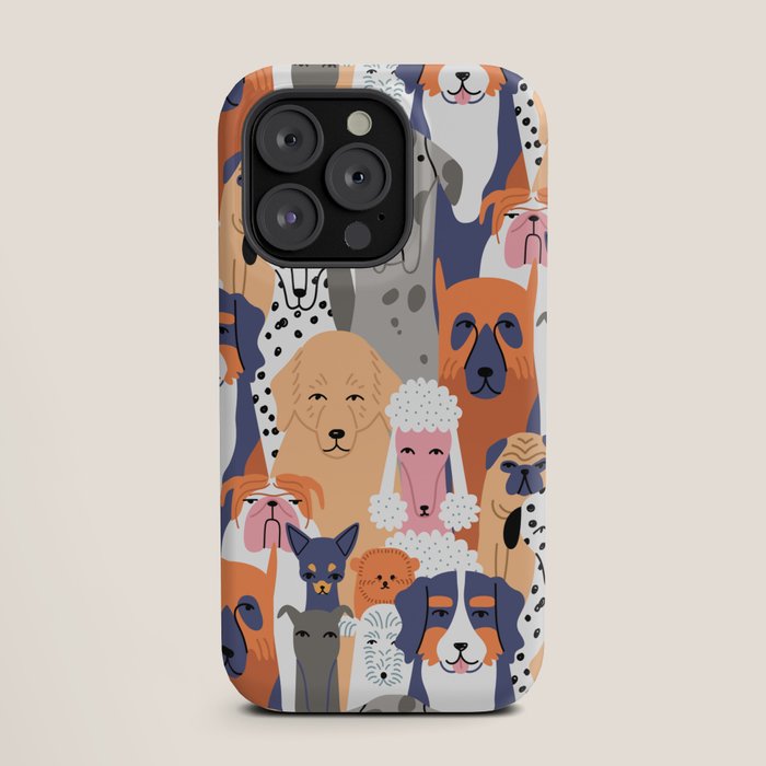 Funny diverse dog crowd character cartoon background iPhone Case Gallery Image 19