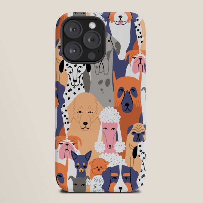 Funny diverse dog crowd character cartoon background iPhone Case Gallery Image 20