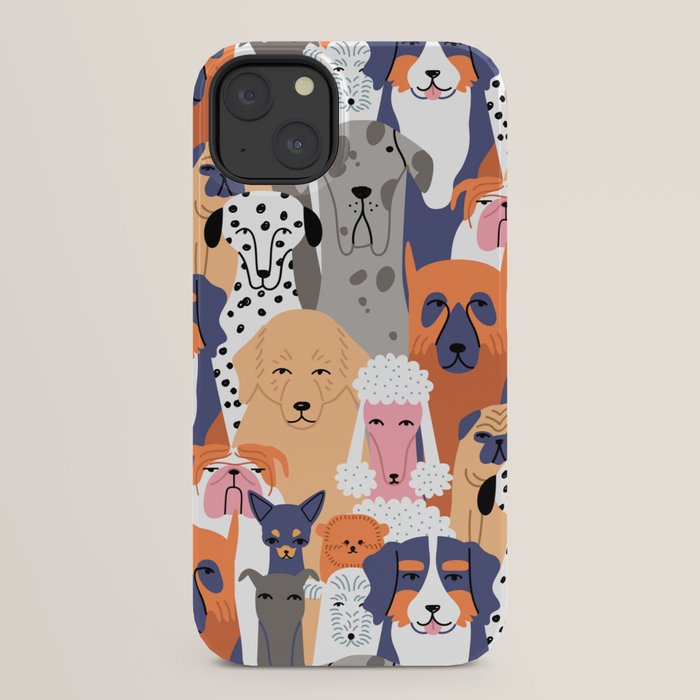 Funny diverse dog crowd character cartoon background iPhone Case Gallery Image 30
