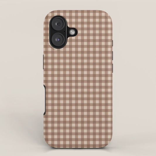 Gingham Plaid Pattern - Coffee Creme iPhone Case Gallery Image 1