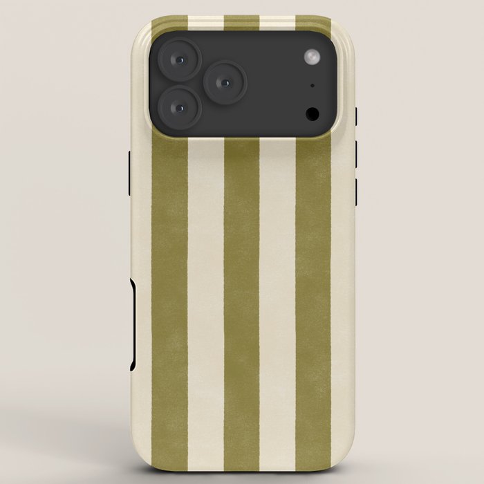 Cabana Stripe - moss green and cream iPhone Case Gallery Image 8