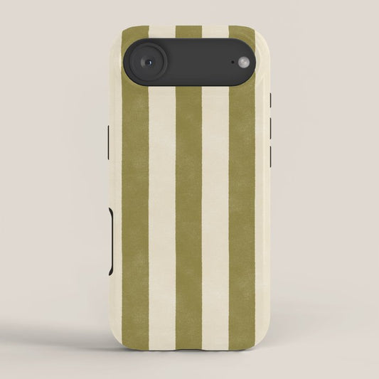 Cabana Stripe - moss green and cream iPhone Case Gallery Image 2
