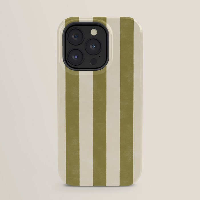 Cabana Stripe - moss green and cream iPhone Case Gallery Image 31