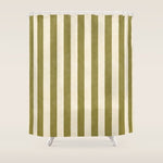 Cabana Stripe - moss green and cream Shower Curtain Gallery Image 1