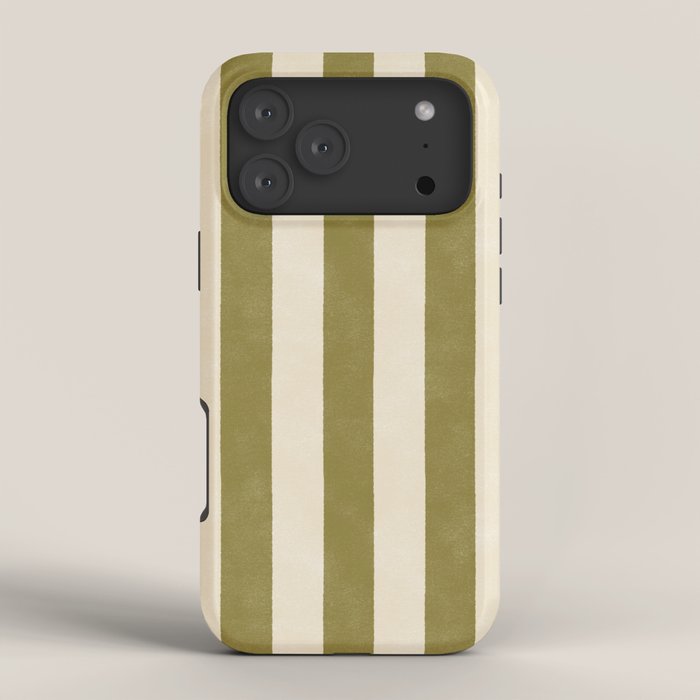Cabana Stripe - moss green and cream iPhone Case Gallery Image 4