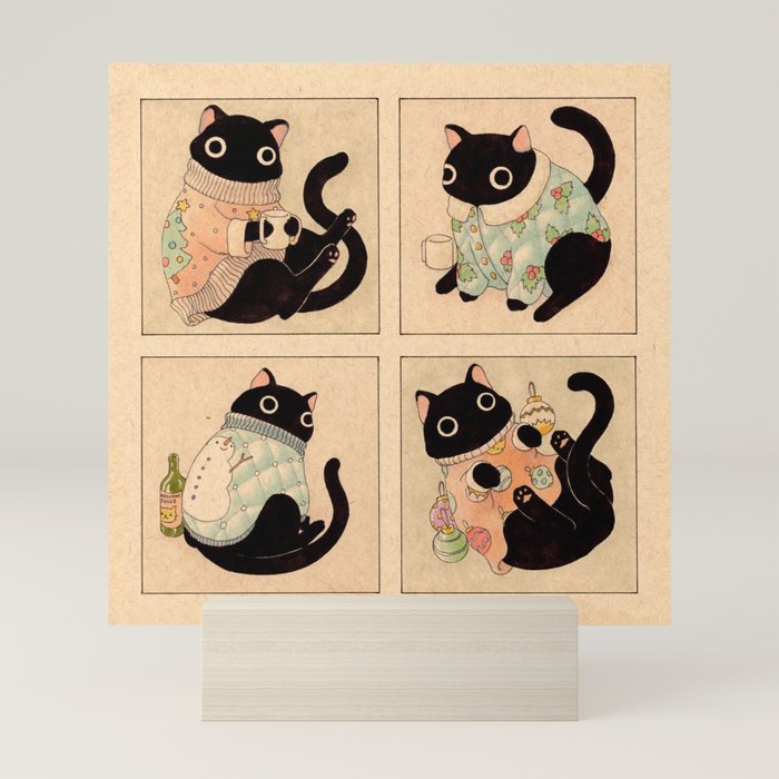 Christmas Sweater Cats Mini Art Print Gallery Image 5