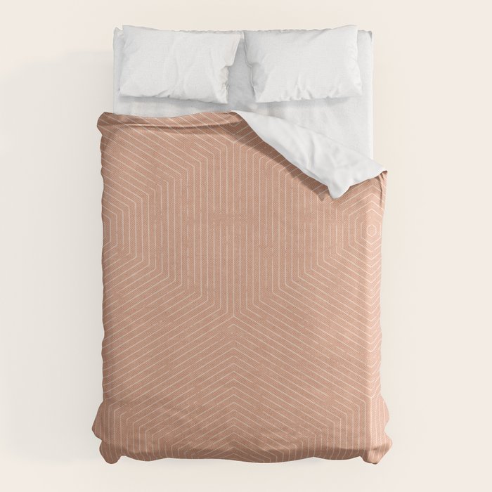 boho hexagon stripes - peach Duvet Cover Gallery Image 1