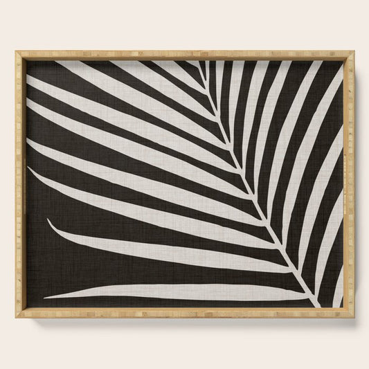 Black and White Palm Frond Serving Tray Gallery Image 1