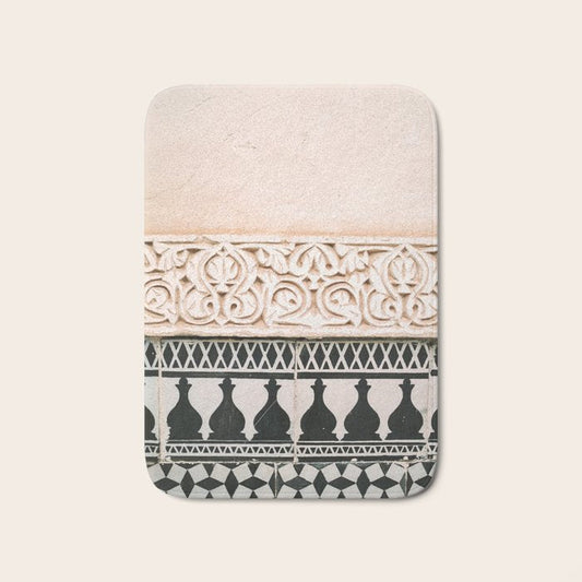 Graphic tile pattern | Moroccan Arabic tiles in earth tones. | Pastel film marrakech photography Bath Mat Gallery Image 1