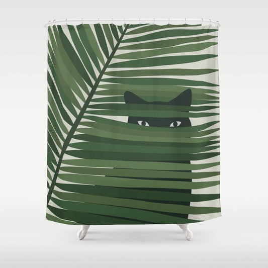 Cat and Plant 53 Shower Curtain Gallery Image 1
