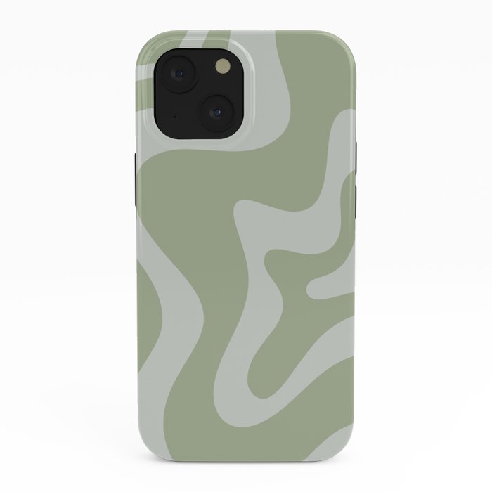 Retro Liquid Swirl Abstract Pattern in Sage Green iPhone Case Gallery Image 38