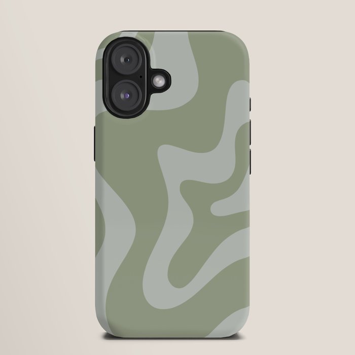 Retro Liquid Swirl Abstract Pattern in Sage Green iPhone Case Gallery Image 9