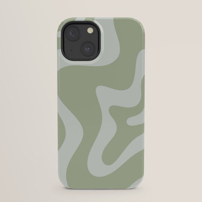 Retro Liquid Swirl Abstract Pattern in Sage Green iPhone Case Gallery Image 21