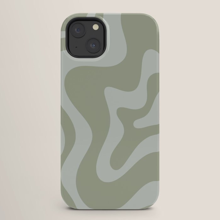 Retro Liquid Swirl Abstract Pattern in Sage Green iPhone Case Gallery Image 26