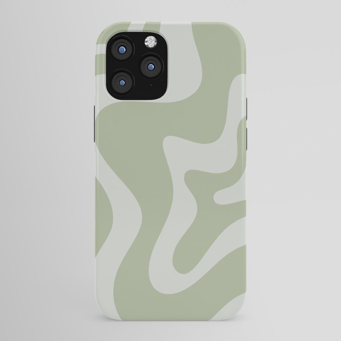 Retro Liquid Swirl Abstract Pattern in Sage Green iPhone Case Gallery Image 43