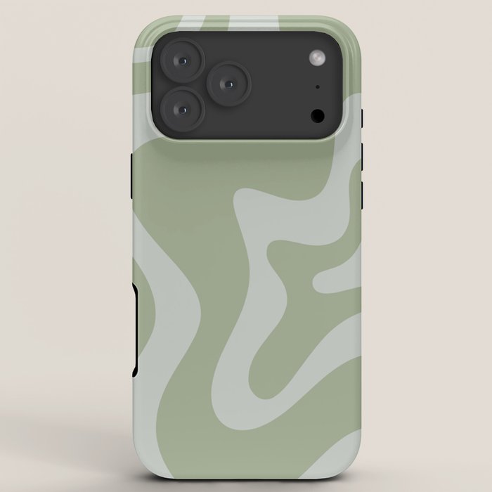 Retro Liquid Swirl Abstract Pattern in Sage Green iPhone Case Gallery Image 8