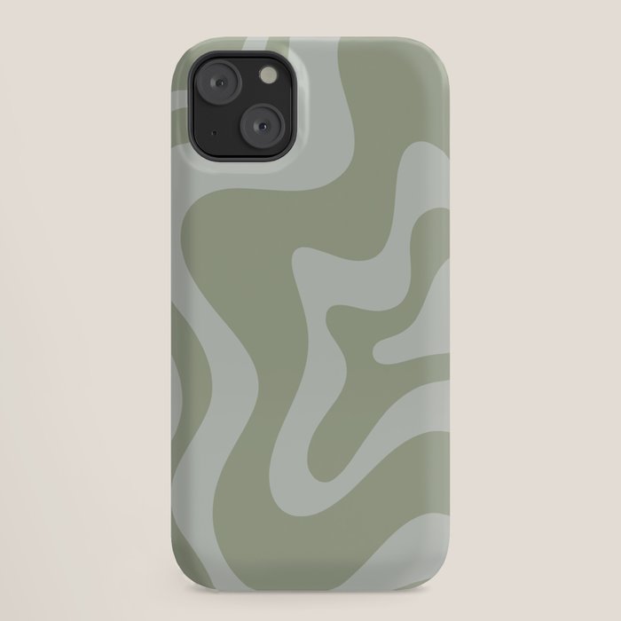 Retro Liquid Swirl Abstract Pattern in Sage Green iPhone Case Gallery Image 18