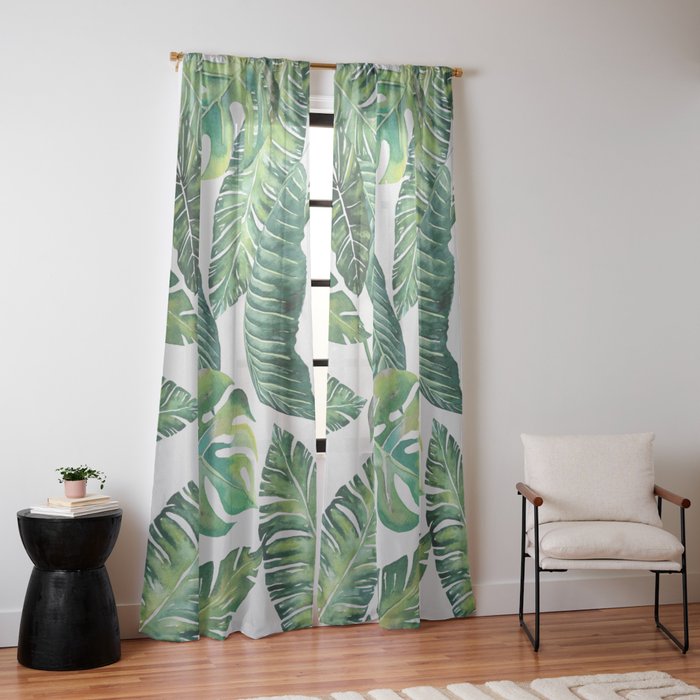 Jungle Leaves, Banana, Monstera #society6 Window Curtain Gallery Image 10