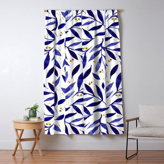Pretty watercolor branches - blue and yellow Window Curtain Gallery Image 1