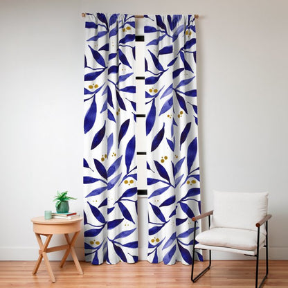 Pretty watercolor branches - blue and yellow Window Curtain Gallery Image 8