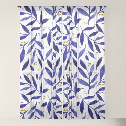 Pretty watercolor branches - blue and yellow Window Curtain Gallery Image 18