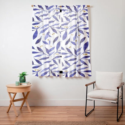 Pretty watercolor branches - blue and yellow Window Curtain Gallery Image 15