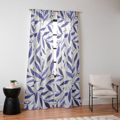 Pretty watercolor branches - blue and yellow Window Curtain Gallery Image 14