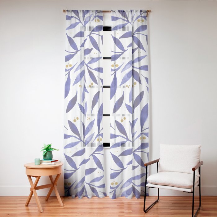 Pretty watercolor branches - blue and yellow Window Curtain Gallery Image 20