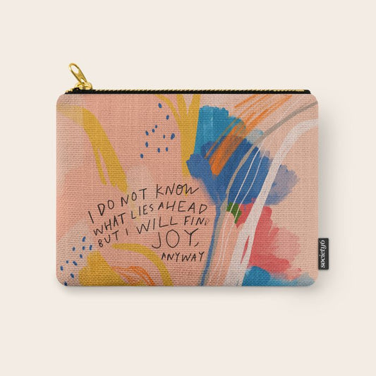 Find Joy. The Abstract Colorful Florals Carry All Pouch Gallery Image 1