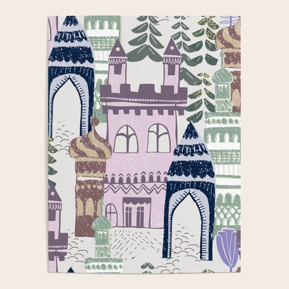 Block print Home pattern lilac Poster Gallery Image 4