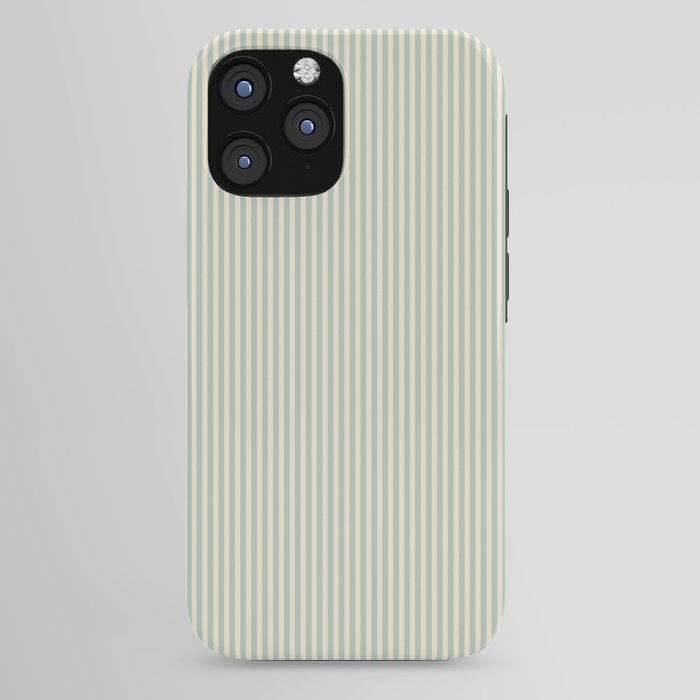 Ultra Fine Stripes Vertical Minimalist Pattern in Light Celadon Blue Green and Cream iPhone Case Gallery Image 44