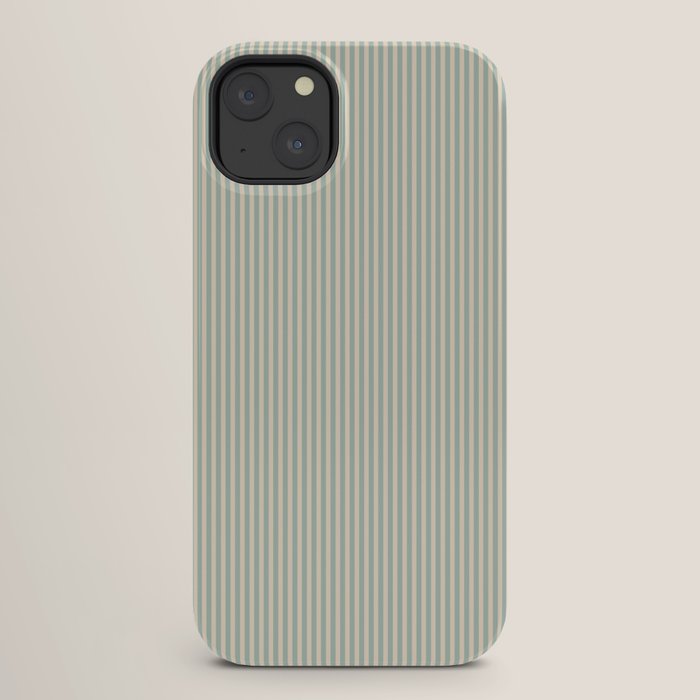 Ultra Fine Stripes Vertical Minimalist Pattern in Light Celadon Blue Green and Cream iPhone Case Gallery Image 26