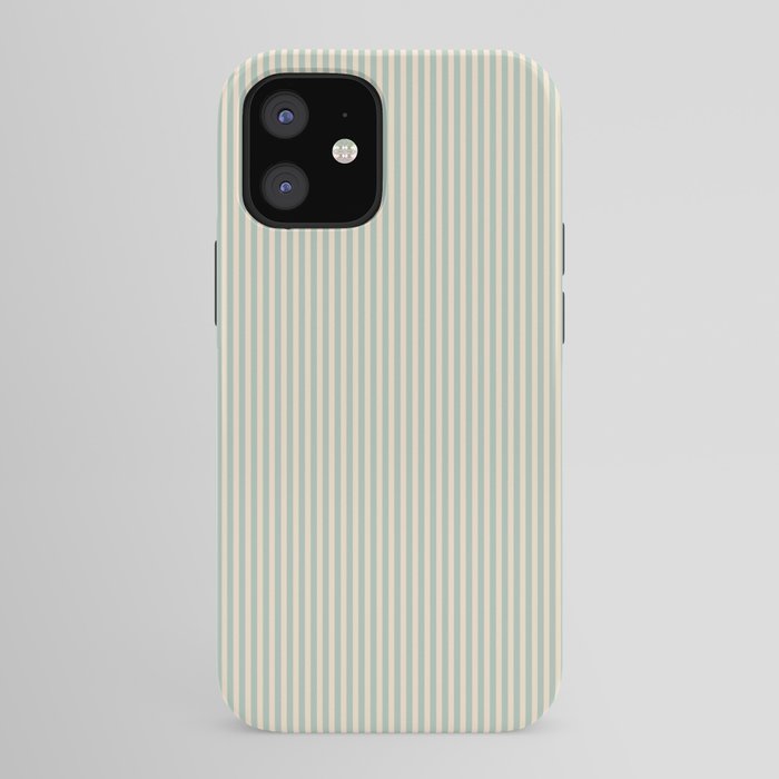 Ultra Fine Stripes Vertical Minimalist Pattern in Light Celadon Blue Green and Cream iPhone Case Gallery Image 41