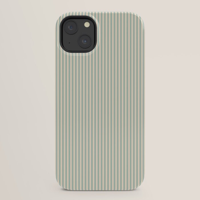 Ultra Fine Stripes Vertical Minimalist Pattern in Light Celadon Blue Green and Cream iPhone Case Gallery Image 22